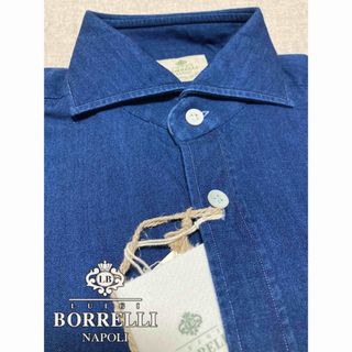 LUIGI BORRELLI - 【新品】LUIGI BORRELLI／ルイジボレッリ／デニムシャツ／ホリゾンタル