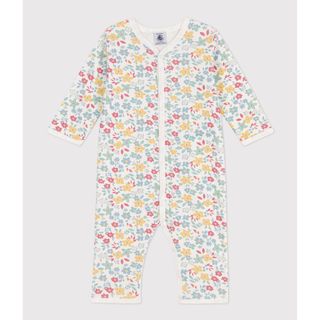 プチバトー(PETIT BATEAU)のプチバトー　プリント足なしロンパース　フラワー　花柄　前開き(ロンパース)