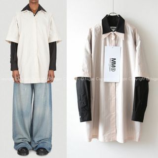 マルタンマルジェラ(Maison Martin Margiela)の【定価8万】MM6 ダブルレイヤード オーバーサイズ シャツブラウス ワンピース(シャツ/ブラウス(長袖/七分))