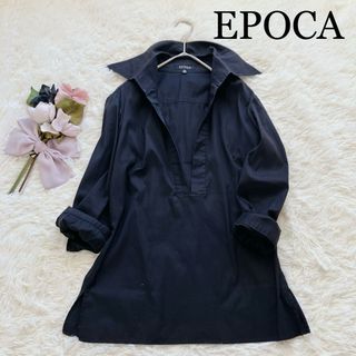 エポカ(EPOCA)の✳︎美シルエット✨EPOCAエポカ　薄手スキッパーシャツブラウス　ブラック(シャツ/ブラウス(長袖/七分))