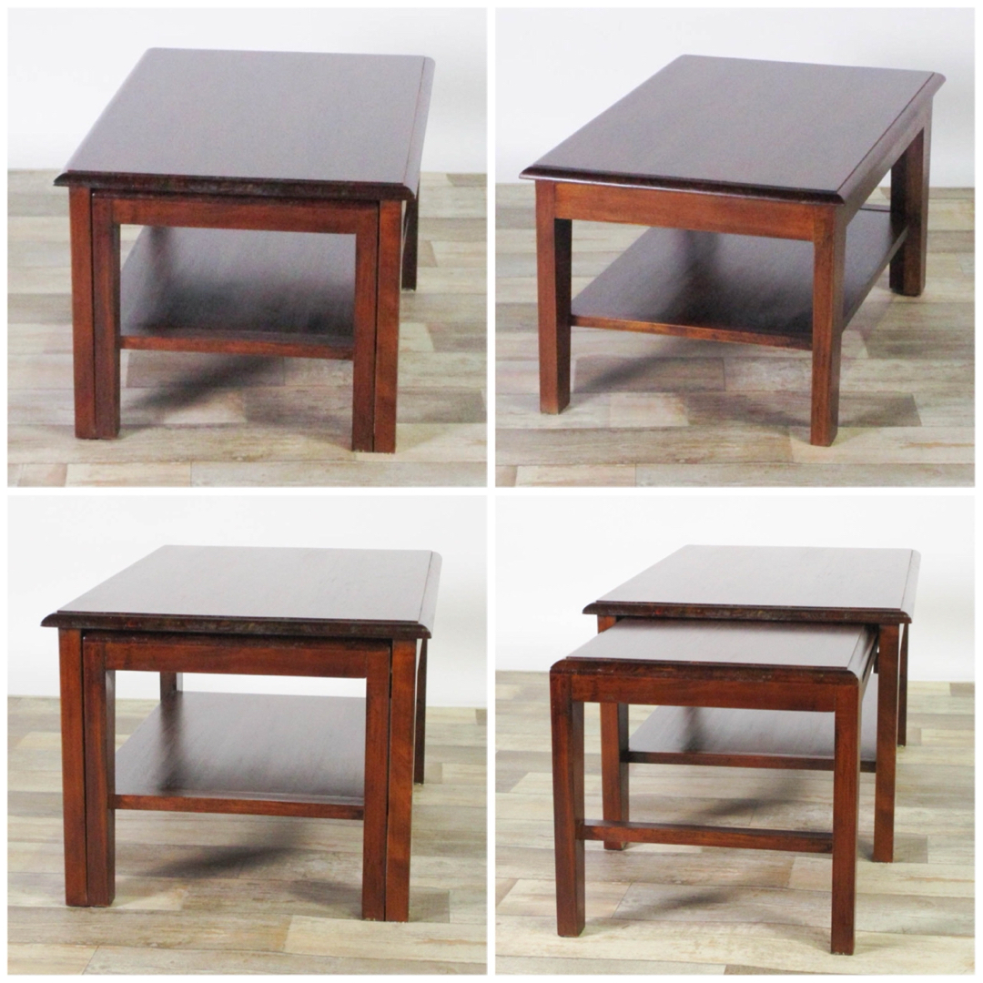 N 新品 アジアン 伸長式 テーブル ローテーブル アンティーク 座卓 木製