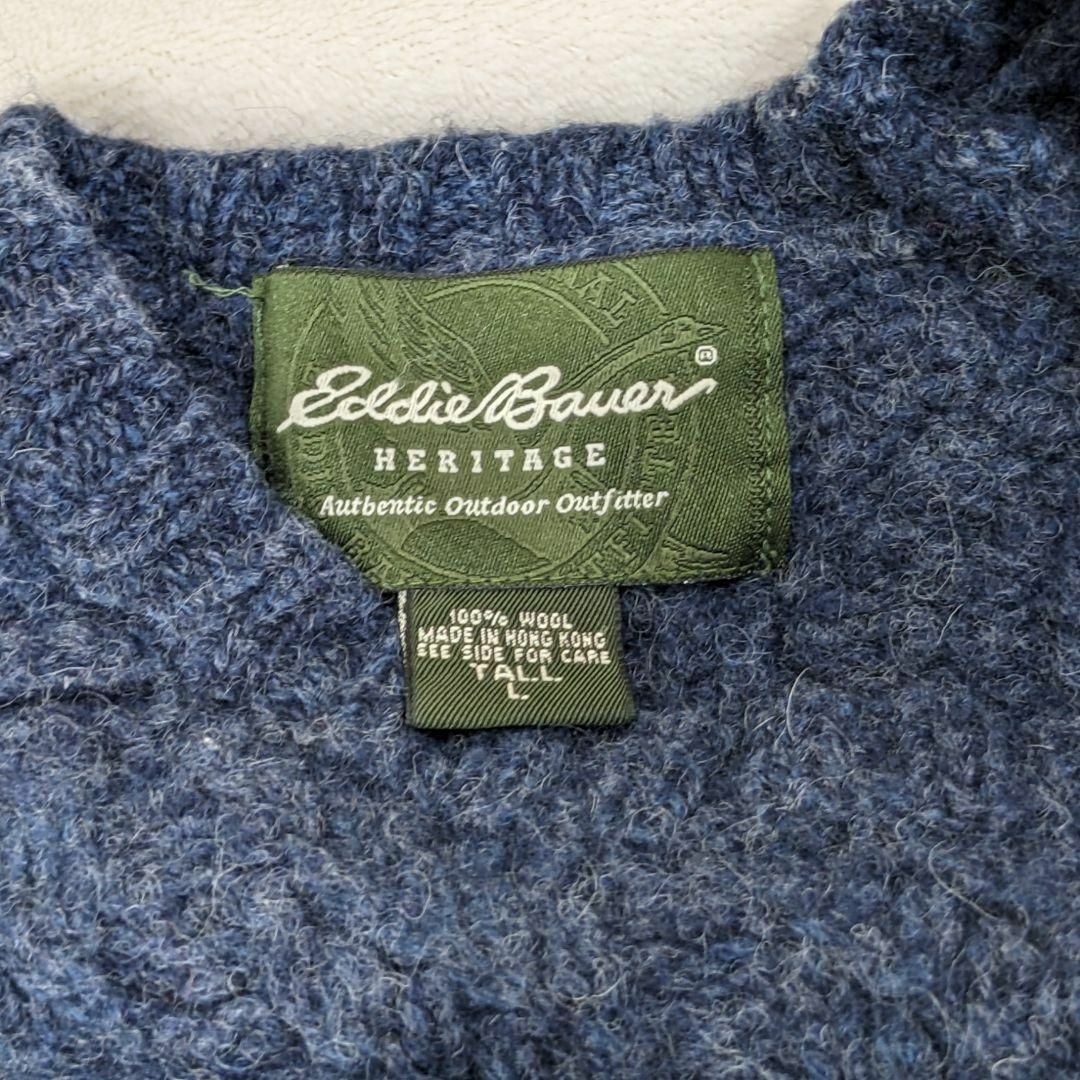 Eddie Bauer(エディーバウアー)の【エディーバウアー】ニット　ケーブルニット　L 大きいサイズ　厚手　　美品 メンズのトップス(ニット/セーター)の商品写真