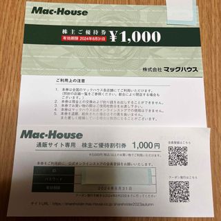 マックハウス(Mac-House)のマックハウス　株主優待(ショッピング)