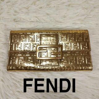 フェンディ(FENDI)のFENDI フェンディ バゲット コンチネンタル 長財布 ゴールド レザー(財布)