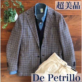 ラルディーニ(LARDINI)の【超美品】De Petrilloデペトリロブルー×ベージュチェックジャケット46(テーラードジャケット)