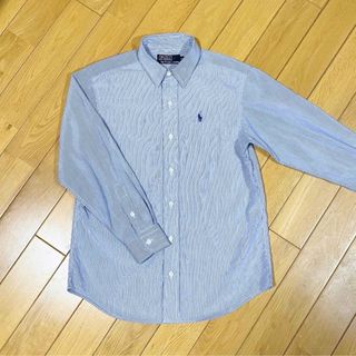 ポロラルフローレン(POLO RALPH LAUREN)の《新品》【150】ポロラルフローレン　長袖シャツ　ストライプ柄　ネイビー　白(ブラウス)