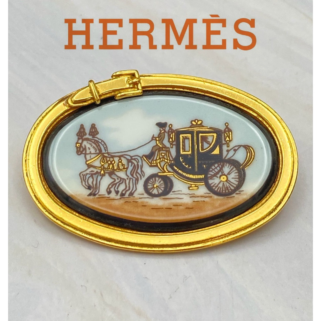 Hermes(エルメス)のHERMES エルメス　エマイユ　ブローチ　七宝焼き　馬車　 レディースのアクセサリー(ブローチ/コサージュ)の商品写真