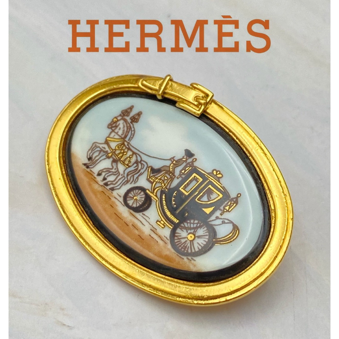 Hermes(エルメス)のHERMES エルメス　エマイユ　ブローチ　七宝焼き　馬車　 レディースのアクセサリー(ブローチ/コサージュ)の商品写真