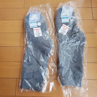 すべり止めソックス 紳士用 2足セット 冬用 グレー(ソックス)