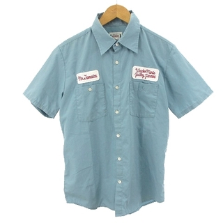ワコマリア(WACKO MARIA)のワコマリア RUDEES パッチワークシャツ 半袖 刺繍 ライトブルー 青系 M(シャツ)