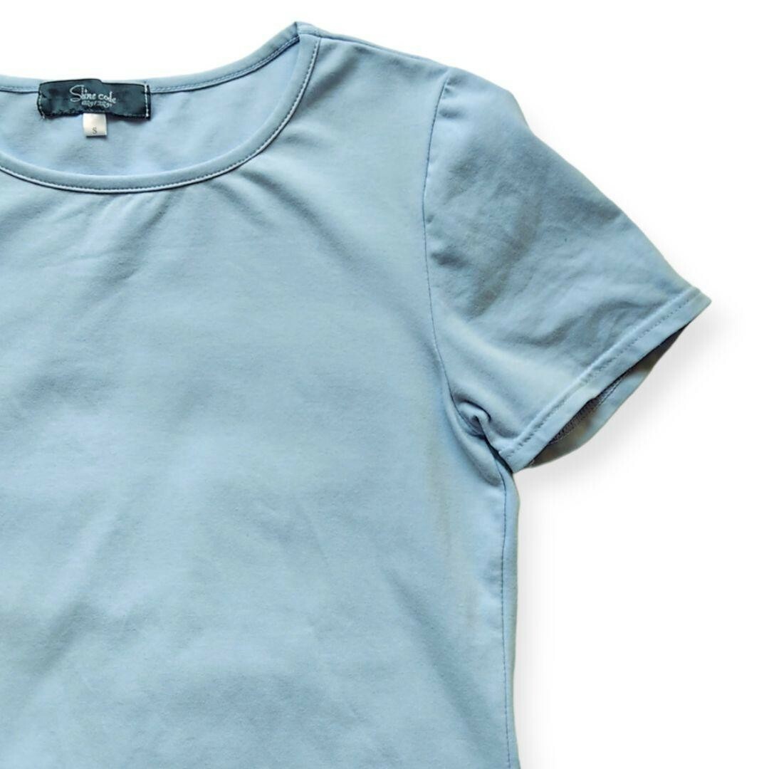 ニッセン(ニッセン)のニッセン Shine code  裾花柄レース 半袖トップス Tシャツ ブルー レディースのトップス(カットソー(半袖/袖なし))の商品写真