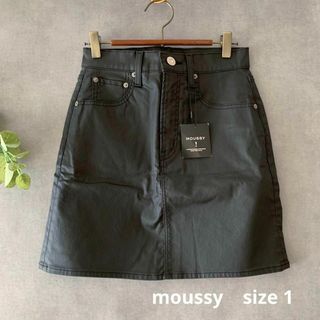 【新品未使用】MOUSSY レザー調黒ミニスカート