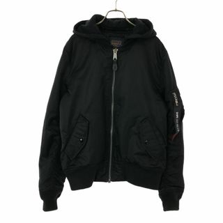 SHIPS JET BLUE - シップスジェットブルー アルファインダストリーズ 長袖 フード ナイロン フライトジャケット M ブラック SHIPS JET BLUE ALPHA INDUSTRIES メンズ 古着 【240203】