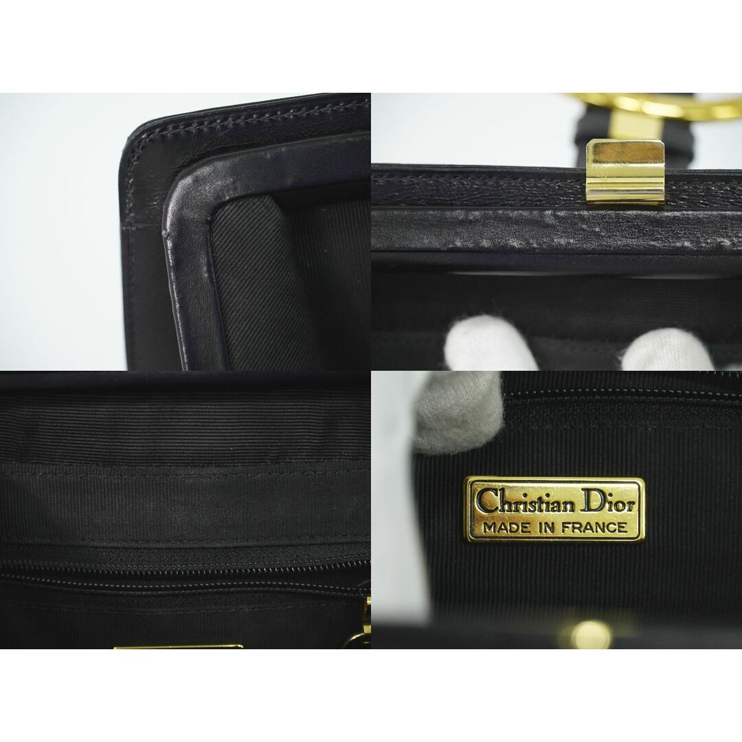 Christian Dior(クリスチャンディオール)の本物 クリスチャン ディオール Christian Dior レザー ショルダーバッグ ポシェット ブラック バッグ 中古 レディースのバッグ(ショルダーバッグ)の商品写真
