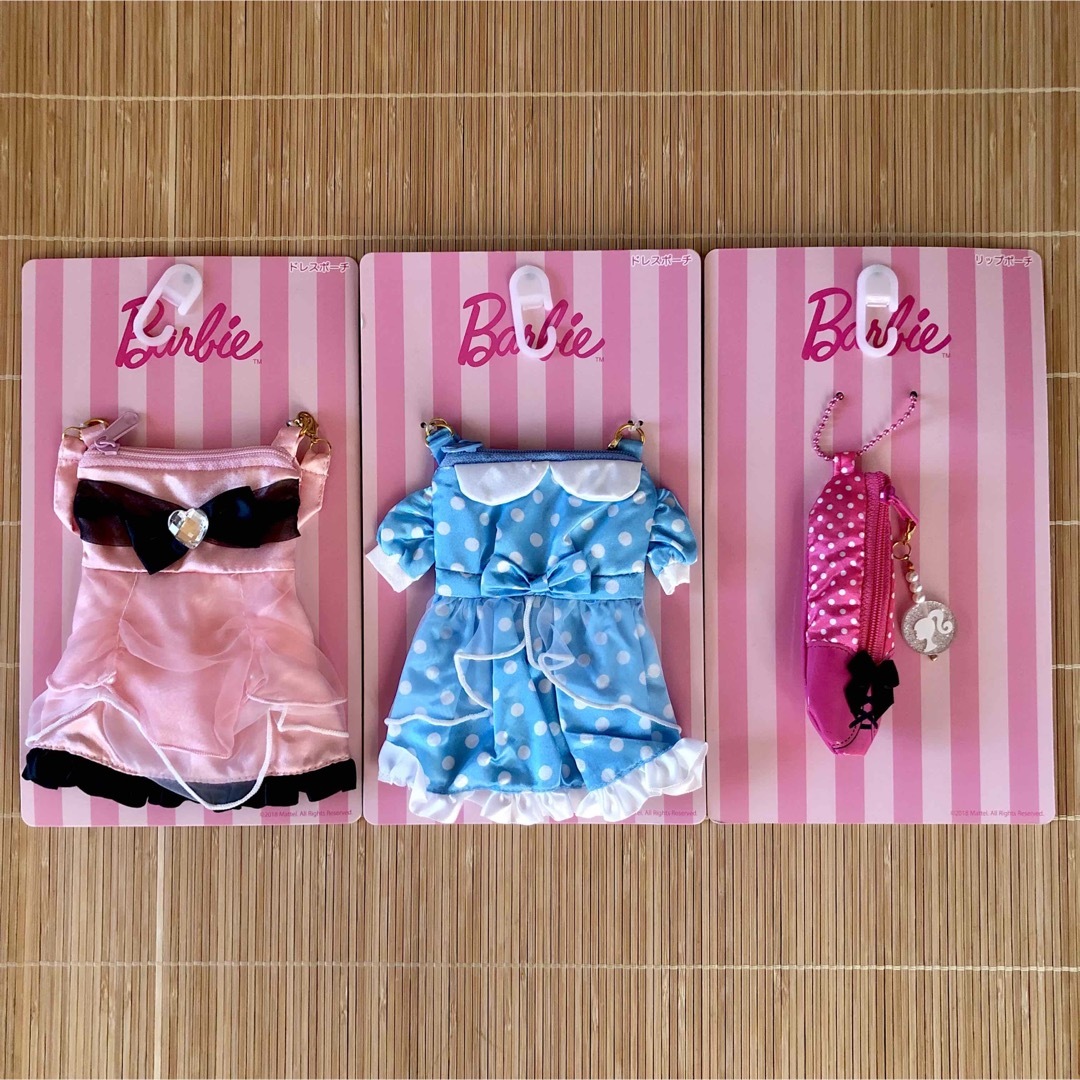 Barbie(バービー)のBarbieバービー　ドレスポーチ2点&リップポーチ　3点セット　小物入れ エンタメ/ホビーのおもちゃ/ぬいぐるみ(キャラクターグッズ)の商品写真