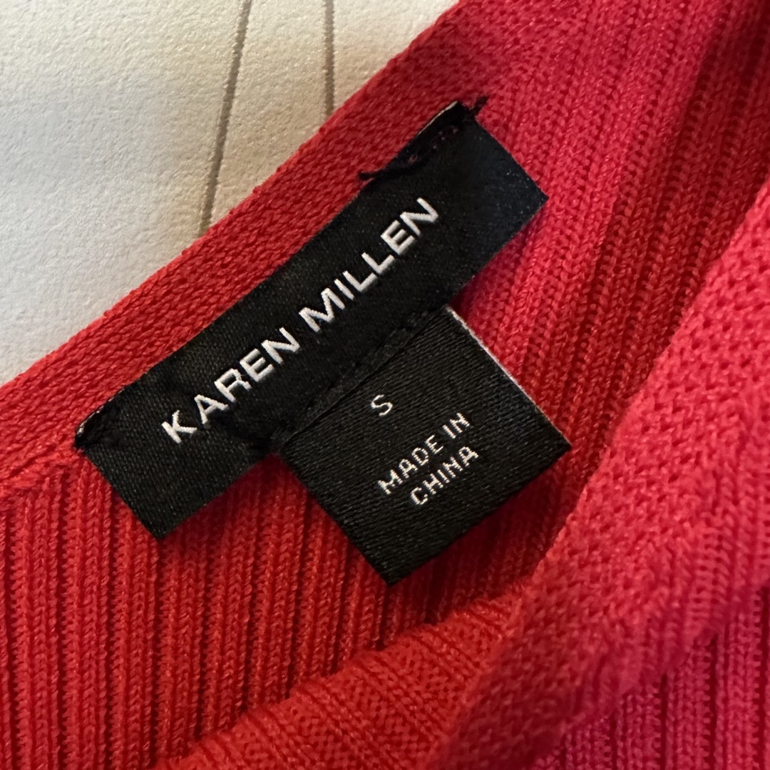 Karen Millen(カレンミレン)の美品✨ KAREN MILLENリブニットラップフロント ミニドレス レディースのワンピース(ひざ丈ワンピース)の商品写真