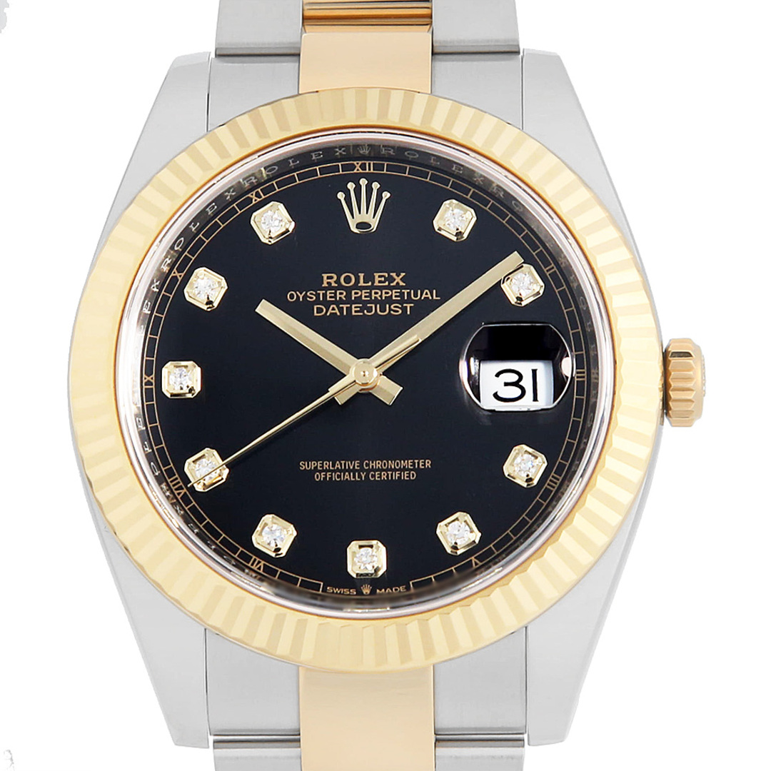 ROLEX(ロレックス)のロレックス デイトジャスト41 10Pダイヤ 126333G ブラック 3列 オイスターブレス ランダム番 メンズ 中古 腕時計 メンズの時計(腕時計(アナログ))の商品写真