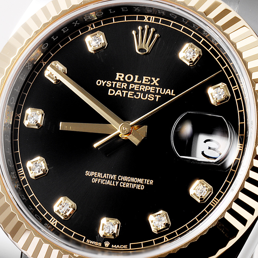 ROLEX(ロレックス)のロレックス デイトジャスト41 10Pダイヤ 126333G ブラック 3列 オイスターブレス ランダム番 メンズ 中古 腕時計 メンズの時計(腕時計(アナログ))の商品写真