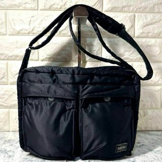 ポーター(PORTER)の美品　ポーター　タンカー　二層式　ショルダーバッグ　L　ブラック　オレンジ(ショルダーバッグ)