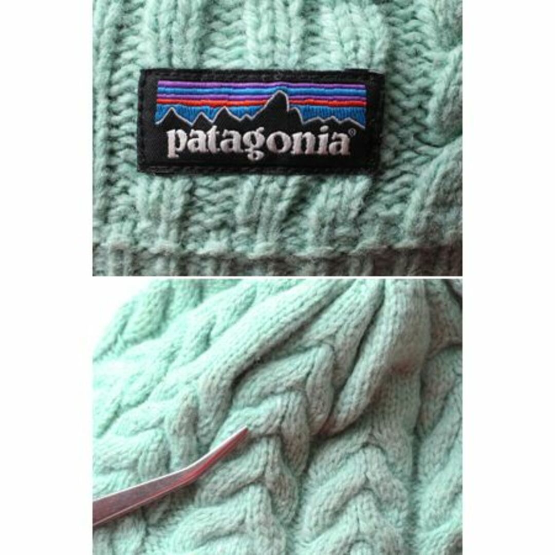 patagonia(パタゴニア)の18年製 パタゴニア ケーブル ビーニー フリーサイズ 帽子 Patagonia ニット キャップ ニット帽 フリース ライナー付き ケーブル ミント 緑 レディースの帽子(ニット帽/ビーニー)の商品写真