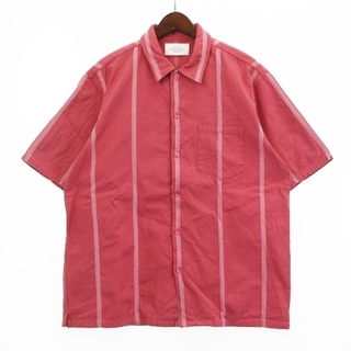 アンユーズド(UNUSED)のアンユーズド オープンカラー ストライプ シャツ 五分袖 コットン ピンク 1(シャツ)