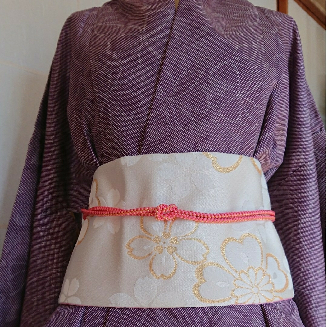 小紋 着物 薄紫系色、お花総柄、丈長め レディースの水着/浴衣(着物)の商品写真