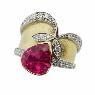 木内賢治 ルベライトダイヤモンドリング Pt900/K18 2.63ct 0.44ct 17.1g(リング(指輪))