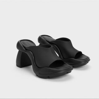 チャールズアンドキース(Charles and Keith)のLeila レイラ オープントゥミュール （Black）(ミュール)