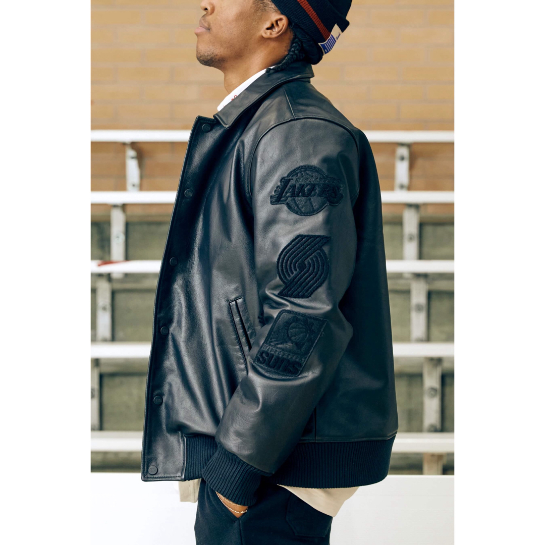 WIND AND SEA(ウィンダンシー)のWIND AND SEA NBA x Leather Jacket Black メンズのジャケット/アウター(レザージャケット)の商品写真