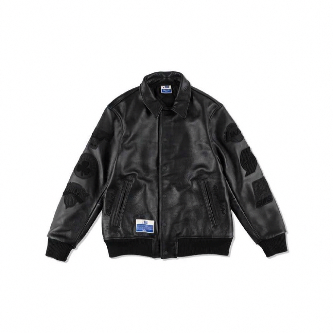 WIND AND SEA(ウィンダンシー)のWIND AND SEA NBA x Leather Jacket Black メンズのジャケット/アウター(レザージャケット)の商品写真