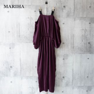 マリハ(MARIHA)の【MARIHA】マリハ　ロングワンピース　パフスリーブ　ボルドー　日本製(ロングワンピース/マキシワンピース)