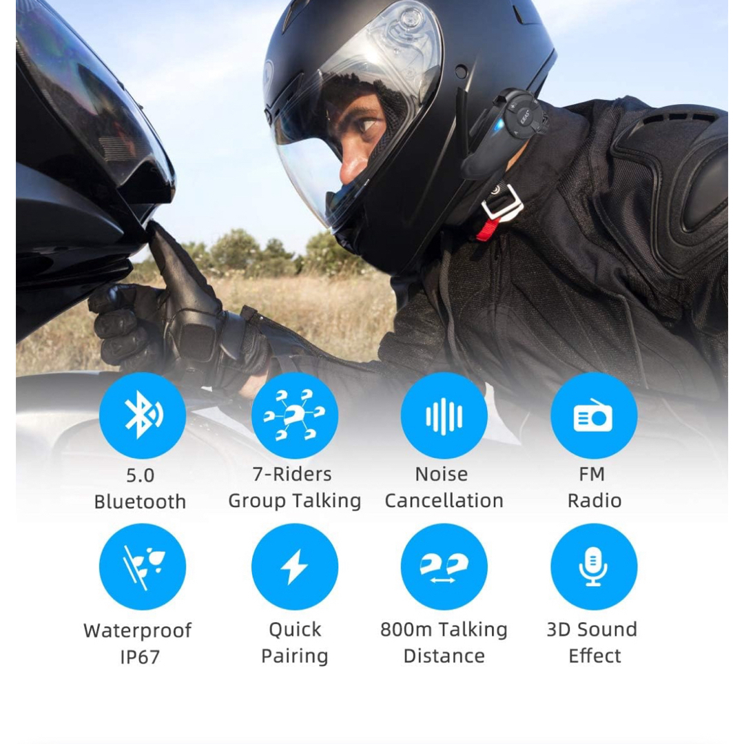 バイク用インカム FMラジオ内蔵 オートバイ インカム 防水 ハンズフリー 自動車/バイクのバイク(その他)の商品写真