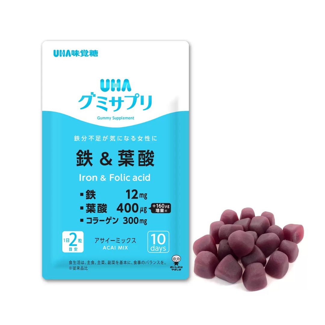 UHA味覚糖(ユーハミカクトウ)のUHA味覚糖 グミサプリ 鉄&葉酸　120粒(60日分)【24時間以内発送】 食品/飲料/酒の健康食品(その他)の商品写真