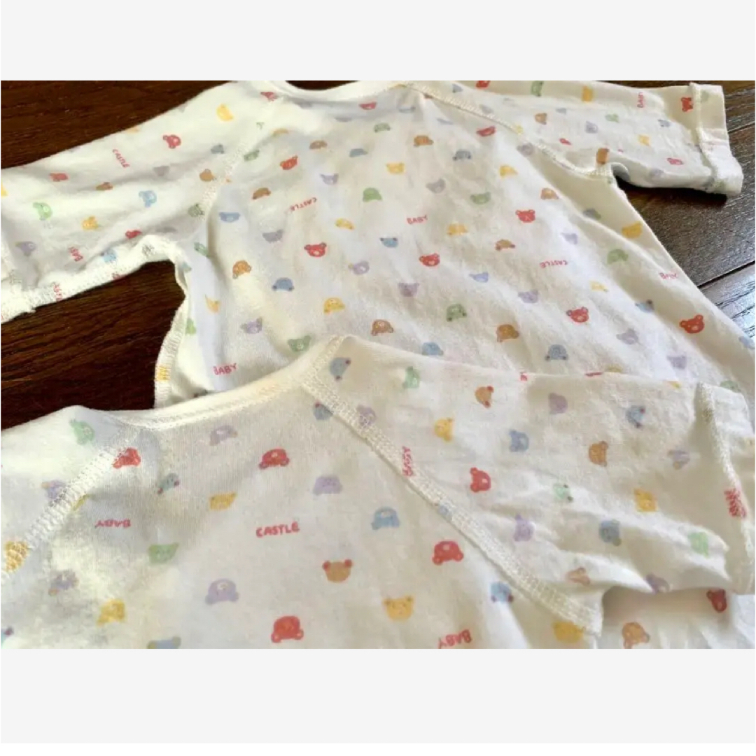 赤ちゃんの城(アカチャンノシロ)の赤ちゃんの城　新生児肌着　天竺　2枚セット　くま キッズ/ベビー/マタニティのベビー服(~85cm)(肌着/下着)の商品写真