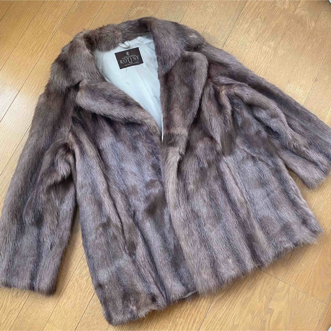 ファーコート 毛皮 コート 14号 レディースのジャケット/アウター(毛皮/ファーコート)の商品写真