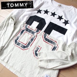 トミー(TOMMY)の美品 M トミー/TOMMY メンズ 長袖カットソー グレー(Tシャツ/カットソー(七分/長袖))