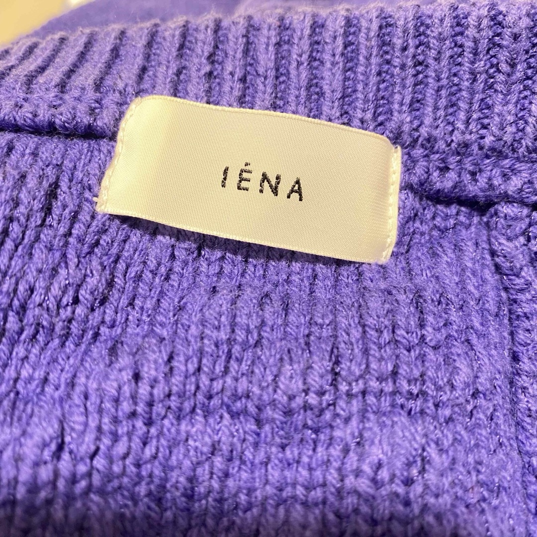 IENA(イエナ)のIENA ケーブルスクエアネックプルオーバー ニット コットン ブルー パープル レディースのトップス(ニット/セーター)の商品写真