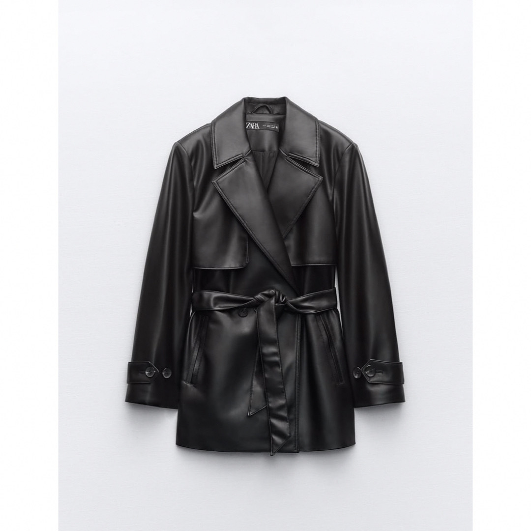 ZARA - クロップド フェイクレザー トレンチコート ZARA ザラ ZARA - クロップド フェイクレザー トレンチコート ZARA ザラ