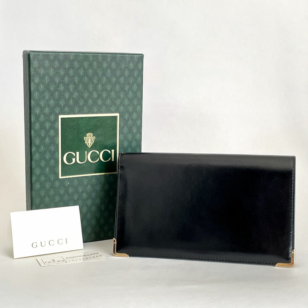 GUCCI - 美品☆ Gucci オールドグッチ 長札入れ 本革 黒 長財布 GUCCI - 美品☆ Gucci オールドグッチ 長札入れ 本革 黒 長財布