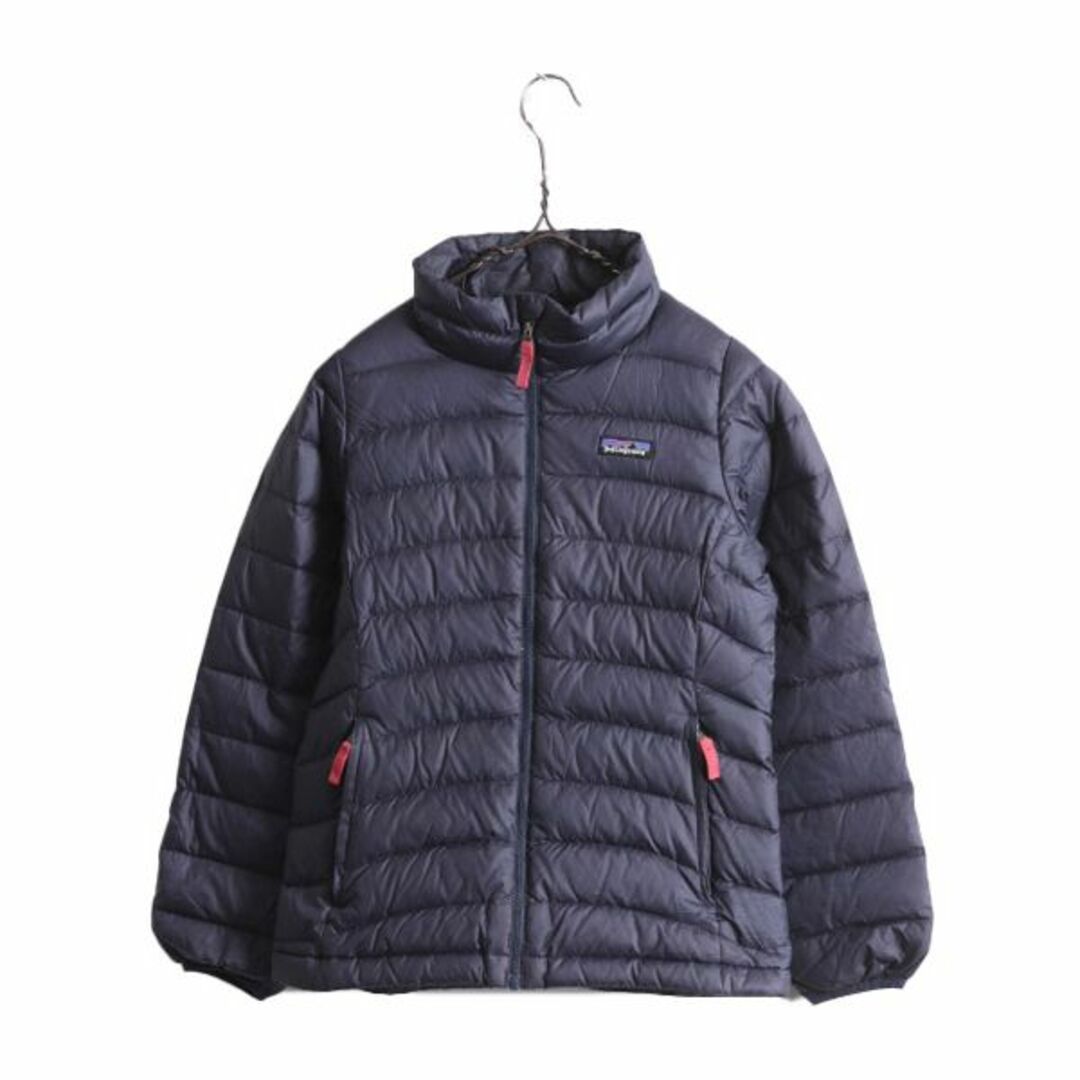 patagonia(パタゴニア)の19年製 パタゴニア ダウン セーター ガールズ M 140cm 程 古着 Patagonia ナイロン ジャケット ジャンパー ブルゾン アウトドア フルジップ キッズ/ベビー/マタニティのキッズ服女の子用(90cm~)(ジャケット/上着)の商品写真