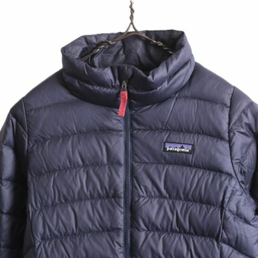 patagonia(パタゴニア)の19年製 パタゴニア ダウン セーター ガールズ M 140cm 程 古着 Patagonia ナイロン ジャケット ジャンパー ブルゾン アウトドア フルジップ キッズ/ベビー/マタニティのキッズ服女の子用(90cm~)(ジャケット/上着)の商品写真