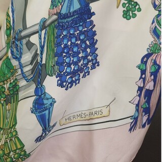 ファッション小物未使用 エルメス 王者の虎 フルリ スカーフ シルク グリーン ブルー 緑 青 0148  HERMES