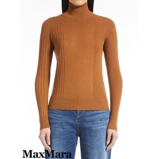 マックスマーラ(Max Mara)のマックスマーラ シルクウール ハイネックリブニット キャラメル(ニット/セーター)