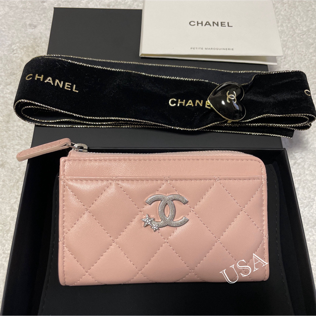 新品 シャネル CHANEL スター ミニ財布 カードケース フラグメントケースシルバー