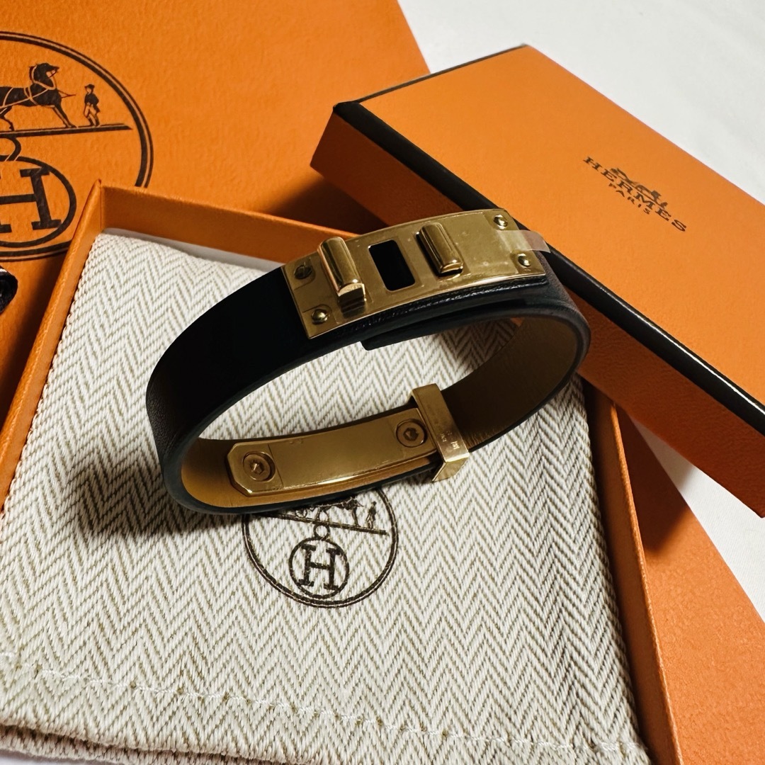 エルメスHERMES アス・ドゥ・クール レザーブレスレット ノワール