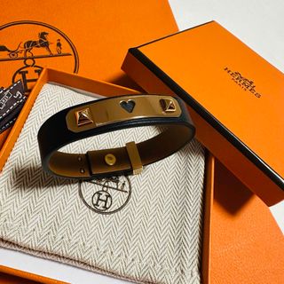 エルメス(Hermes)のエルメスHERMES アス・ドゥ・クール レザーブレスレット ノワール(ブレスレット/バングル)