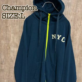 チャンピオン(Champion)のChampion チャンピオン　フルジップパーカー　ネイビー　ワッペンロゴ　L(パーカー)