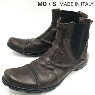 イタリア製★MO・S★約25.5cmレザーサイドゴアブーツこげ茶ブラウン 756(ブーツ)