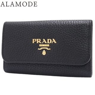 プラダ(PRADA)のPRADA(プラダ) 6連キーケース キーケース 六連 三つ折り 小物 レザー VITELLO GRAIN NERO ブラック黒 ゴールド金具 1PG222 レディース 40802083425【中古】【アラモード】(キーケース/名刺入れ)