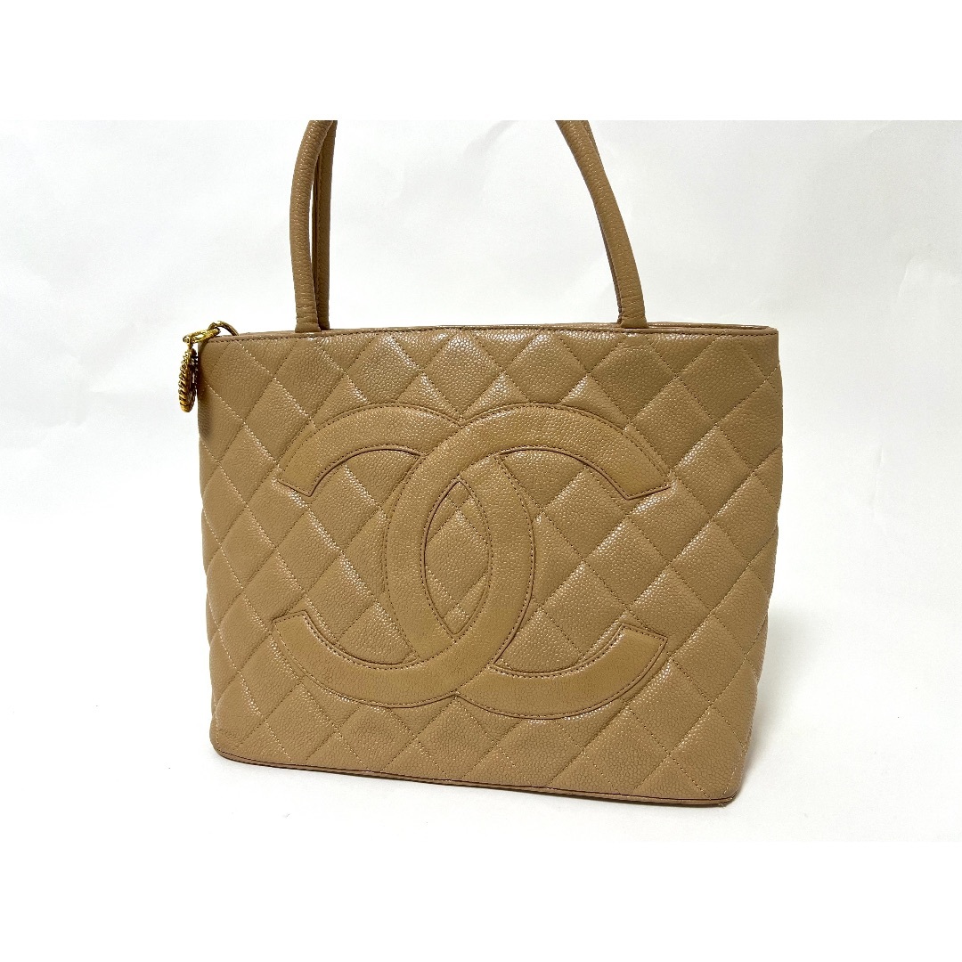 CHANEL - CHANEL シャネル 復刻トート トートバッグ ショルダーバッグ キャビアスキン レザー ベージュ ゴールド金具